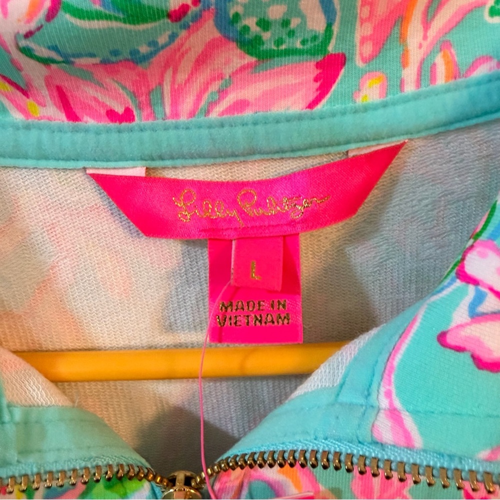 Lilly Pulitzer Skipper Popover Top Half Zip Surf blue So Shellegant Size Large - Picture 4 of 7